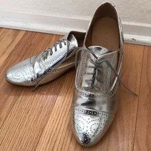 J Crew metallic oxford